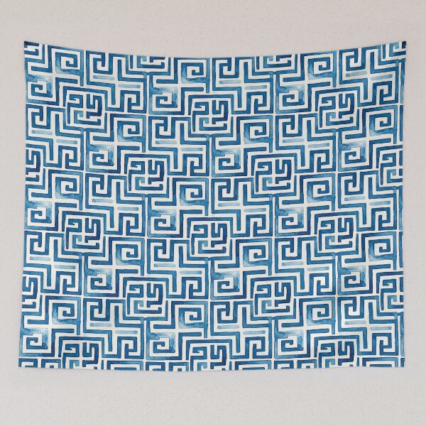 Item preview, Meander Pattern in White and Blue designed and sold by Miller Designs Print & Pattern.