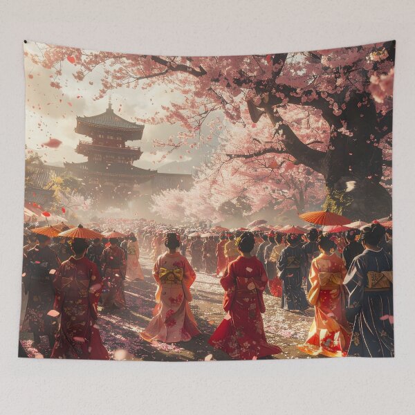 Item preview, Japanese Cherry Blossom Festival — Poetic Hanami Japan designed and sold by Schoenenwald - Illustrations Uniques et Originales.