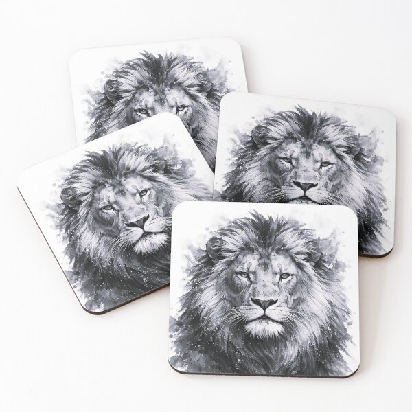 Item preview, Abstract Lion Art Majestic Animal Portrait Black and White designed and sold by giachem99.