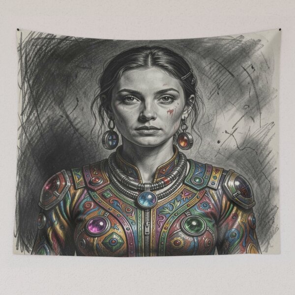 Item preview, Fantasy portrait with colorful ornaments and artistic details in an elegant style. designed and sold by FotoworldEdel.