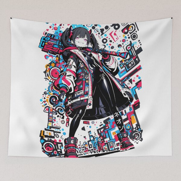 Item preview, NEON: Arrogant Cyberpop Heavy Weapon Stance | Cute Cyberpunk Anime Girl designed and sold by Sytrics.