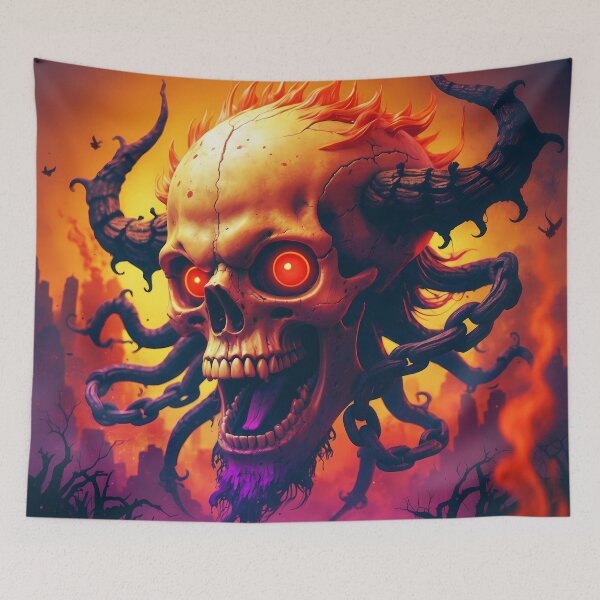 Item preview, Demonic Flaming Skull - Fantasy Art designed and sold by Lucid Dream Pixel.