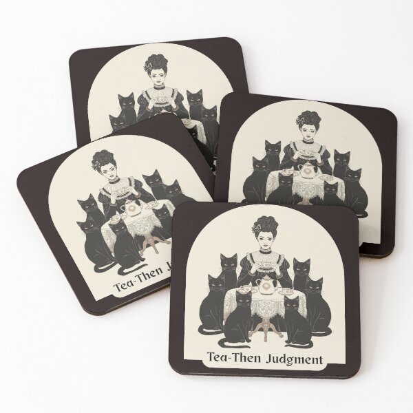 Item preview, Victorian Lady Tea Party with Judgmental Black Cats designed and sold by dreamparlor.