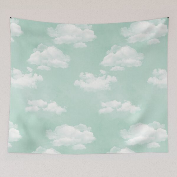 Item preview, Soft Mint Green Aesthetic Cloud Pattern designed and sold by Seamlessly Buffalo.