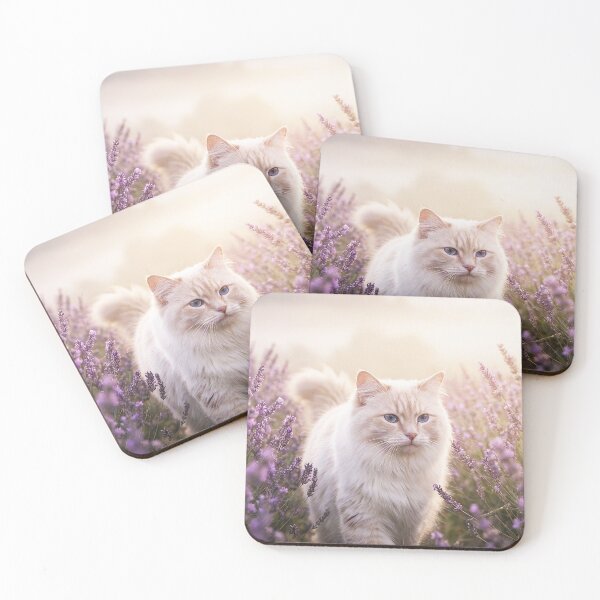 Item preview, Ragdoll Cat Walking Through a Lavender Field at Sunrise designed and sold by Jaani-T.