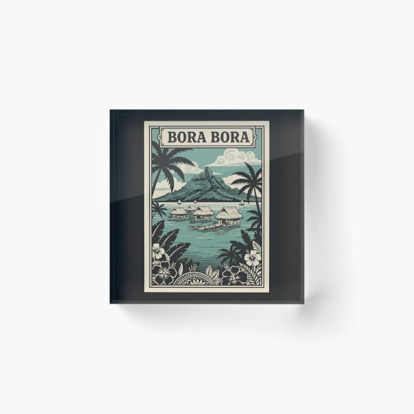 Item preview, Vintage Bora Bora Travel Poster French Polynesia Tropical Retro Art designed and sold by Cipher & Soul.