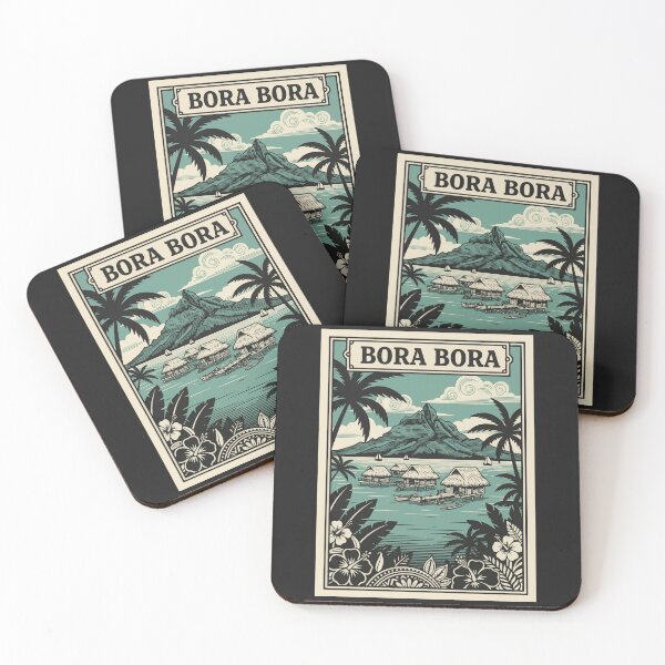 Item preview, Vintage Bora Bora Travel Poster French Polynesia Tropical Retro Art designed and sold by Cipher & Soul.