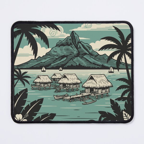 Item preview, Vintage Bora Bora Travel Poster French Polynesia Tropical Retro Art designed and sold by Cipher & Soul.