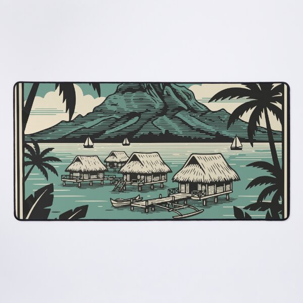 Item preview, Vintage Bora Bora Travel Poster French Polynesia Tropical Retro Art designed and sold by Cipher & Soul.