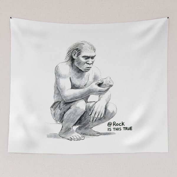 Item preview, Neanderthal Asks Rock "Is This True?" Grok Parody designed and sold by TshirtsOnline-.