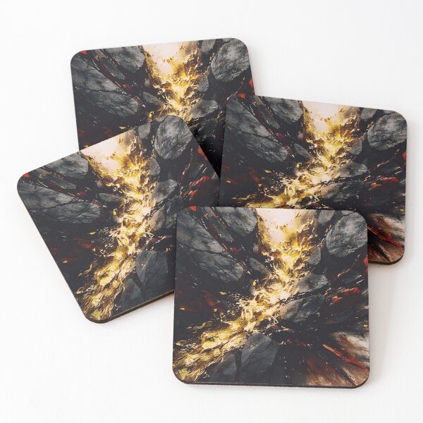 Item preview, The Geological Fissure - Crimson and Molten Gold Organic Abstract designed and sold by TV4KART.