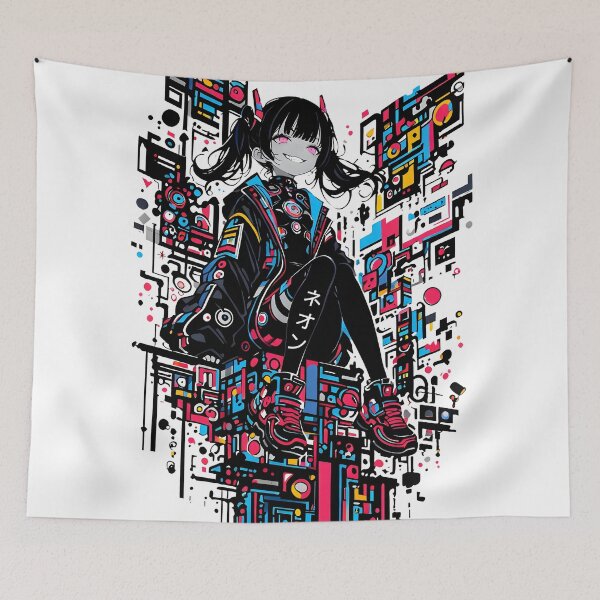 Item preview, NEON: Arrogant Cyberpop Rooftop Chill | Cute Cyberpunk Anime Girl designed and sold by Sytrics.