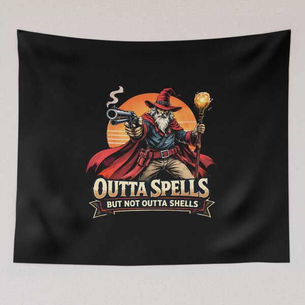 Item preview, Outta Spells But Not Outta Shells Wizard Gunslinger designed and sold by LunaMagicStudio.