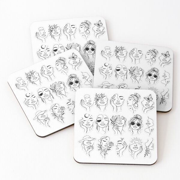 Item preview, Minimal Line Art Face Sticker Pack Boho Aesthetic Abstract Faces Sticker Sheet Modern Art designed and sold by irfanshikh.