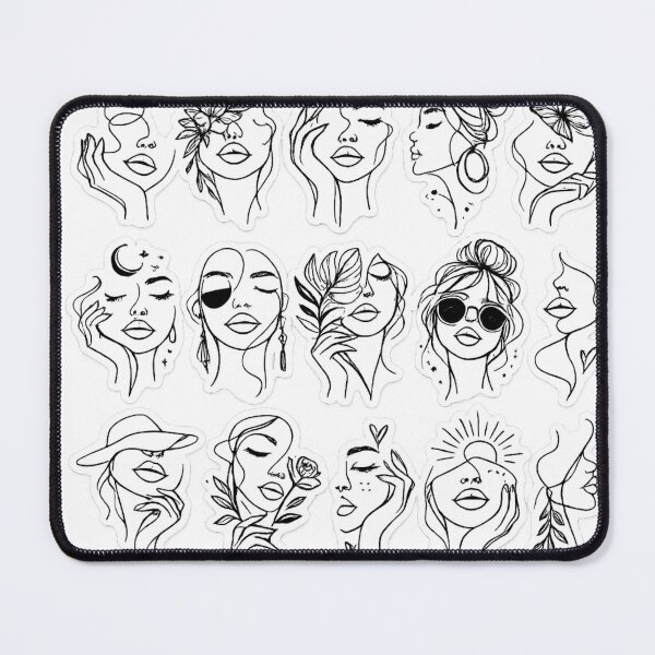 Item preview, Minimal Line Art Face Sticker Pack Boho Aesthetic Abstract Faces Sticker Sheet Modern Art designed and sold by irfanshikh.