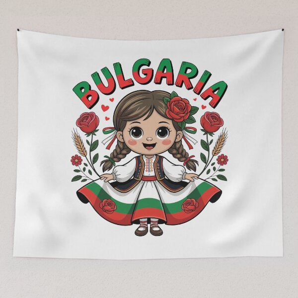 Item preview, Cute Bulgarian Girl in Traditional Folk Dress for Kids designed and sold by NUMAcreations.