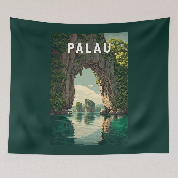 Item preview, Palau Illustration Travel Art Vintage designed and sold by KrisSidDesigns.