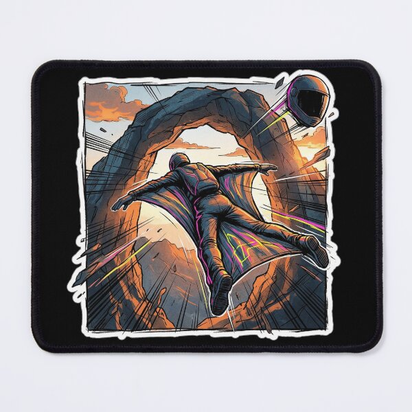 Item preview, Extreme Wingsuit – Street Art Pop Art Flight at Sunset | Dynamic Illustration designed and sold by PLUSHIWORLDtm.