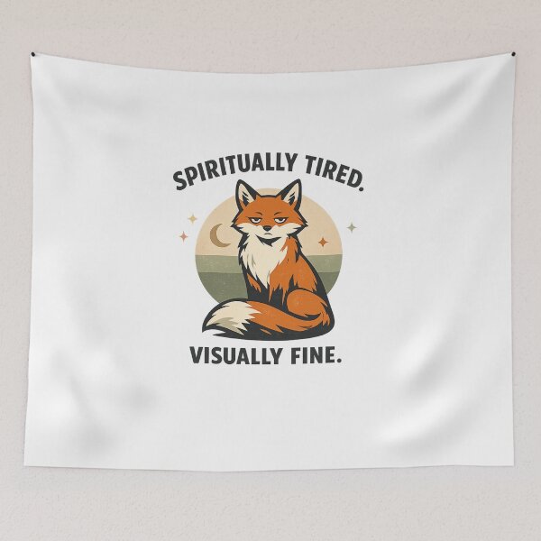 Item preview, Spiritually Tired Visually Fine Fox Funny Retro T-Shirt Design designed and sold by Teenomix.