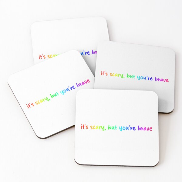 Item preview, It's scary, but you're brave - Heated Rivalry Ilya Rozanov quote, rainbow pride flag, Shane Hollander, Hollanov designed and sold by RosefinchArt.