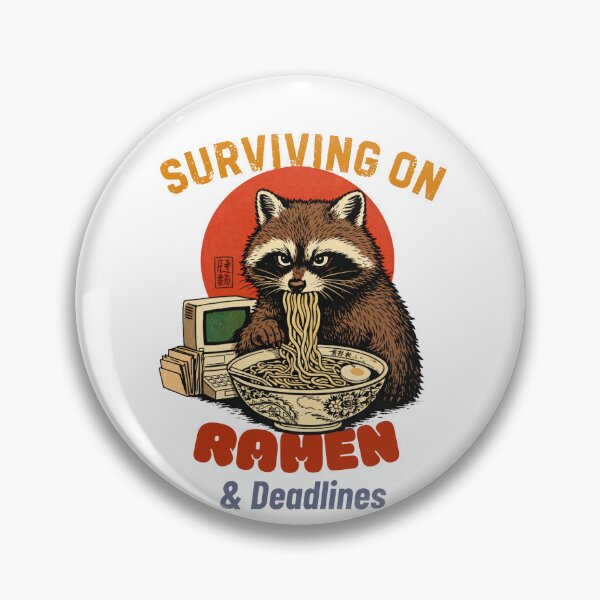 Item preview, Raccoon Surviving on Ramen & Deadlines – Funny Burnout Student Meme Retro Japanese Ramen Animal T-Shirt designed and sold by HOUSE OF TIST.