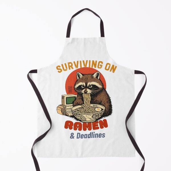 Item preview, Raccoon Surviving on Ramen & Deadlines – Funny Burnout Student Meme Retro Japanese Ramen Animal T-Shirt designed and sold by HOUSE OF TIST.