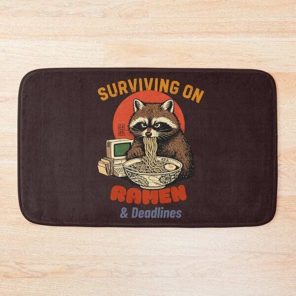 Item preview, Raccoon Surviving on Ramen & Deadlines – Funny Burnout Student Meme Retro Japanese Ramen Animal T-Shirt designed and sold by HOUSE OF TIST.