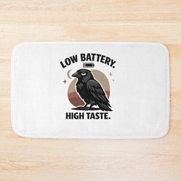 Item preview, Low Battery High Taste Raven Funny Retro T-Shirt Design designed and sold by Teenomix.