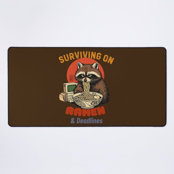Item preview, Raccoon Surviving on Ramen & Deadlines – Funny Burnout Student Meme Retro Japanese Ramen Animal T-Shirt designed and sold by HOUSE OF TIST.