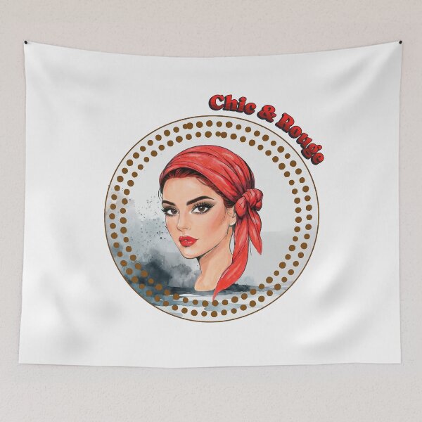 Item preview, Chic & Rouge Fashion Illustration - Red Headscarf Lady designed and sold by AlinaEdenPop.