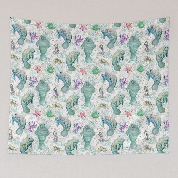 Item preview, Manatee Nautical Pattern Throw Blanket, Phone Case designed and sold by candiscamera.