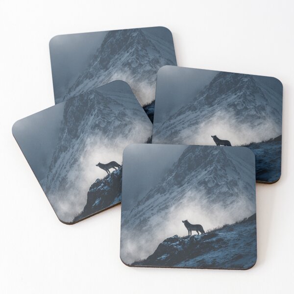 Item preview, Wolf in Mountains Landscape designed and sold by NicolasGlowArt.
