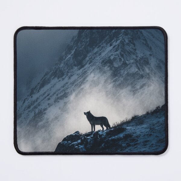 Item preview, Wolf in Mountains Landscape designed and sold by NicolasGlowArt.