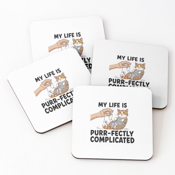 Item preview, My Life is Purr-fectly Complicated - Relatable Cat Art designed and sold by Inkwell grove.