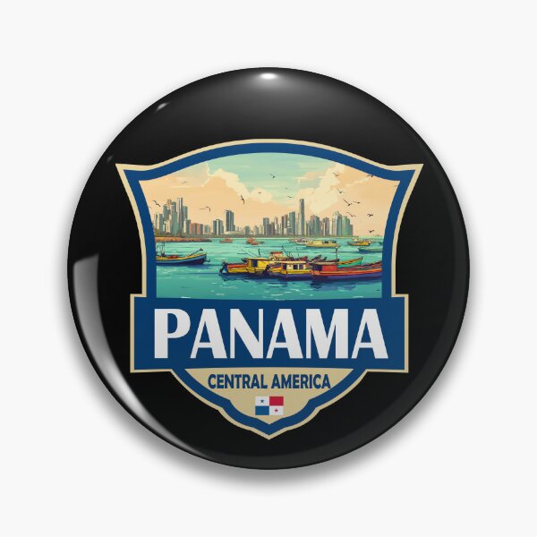 Item preview, Panama Illustration Retro Badge designed and sold by KrisSidDesigns.