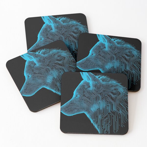 Item preview, Neon Cyberpunk Wolf Head Minimal Line Art designed and sold by PaulyTechStudio.
