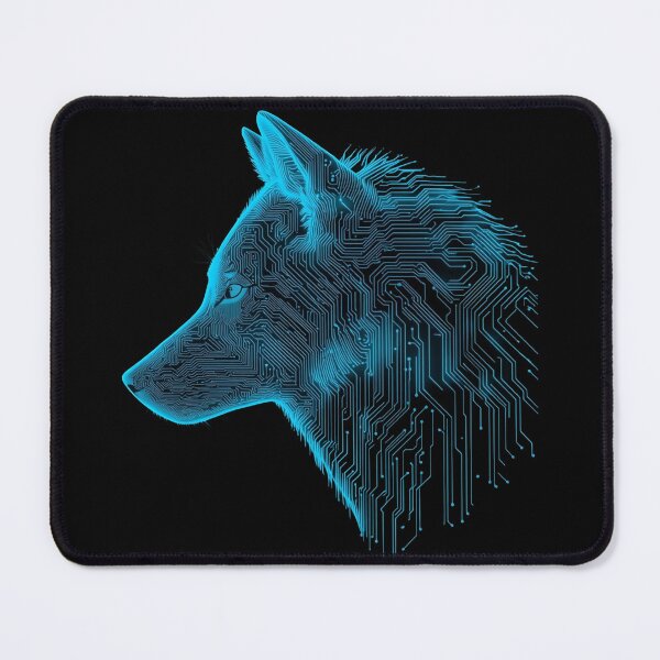 Item preview, Neon Cyberpunk Wolf Head Minimal Line Art designed and sold by PaulyTechStudio.