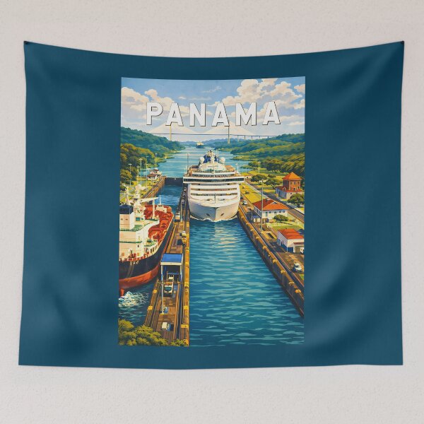 Item preview, Panama Illustration Travel Art Vintage designed and sold by KrisSidDesigns.