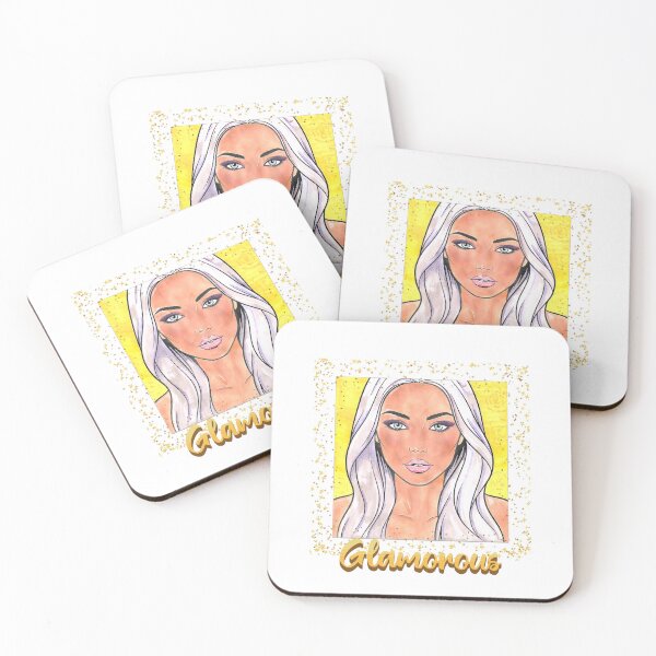Item preview, Glamorous Gold Stars Portrait - Platinum Blonde Beauty Art designed and sold by AlinaEdenPop.
