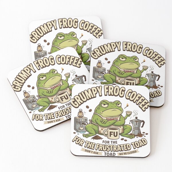 Item preview, Grumpy Frog Coffee - Funny Frustrated Toad Barista designed and sold by Wear Sculpt.