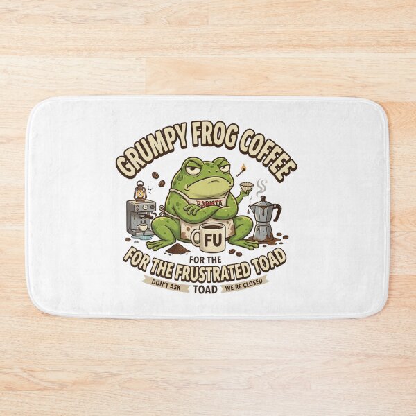 Item preview, Grumpy Frog Coffee - Funny Frustrated Toad Barista designed and sold by Wear Sculpt.