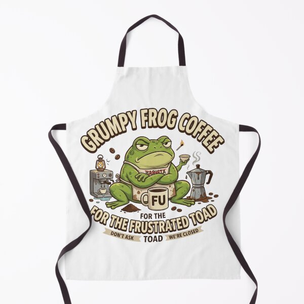 Item preview, Grumpy Frog Coffee - Funny Frustrated Toad Barista designed and sold by Wear Sculpt.