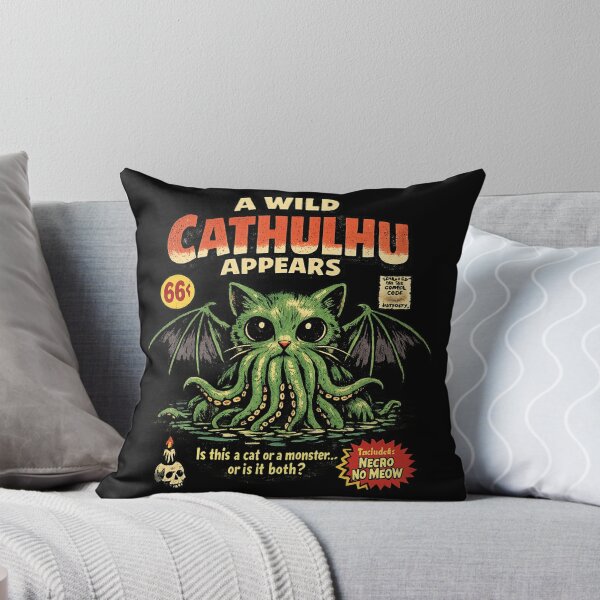 Item preview, A Wild Cathulhu Appears Vintage Comic Cat Cthulhu designed and sold by LunaPatterns.