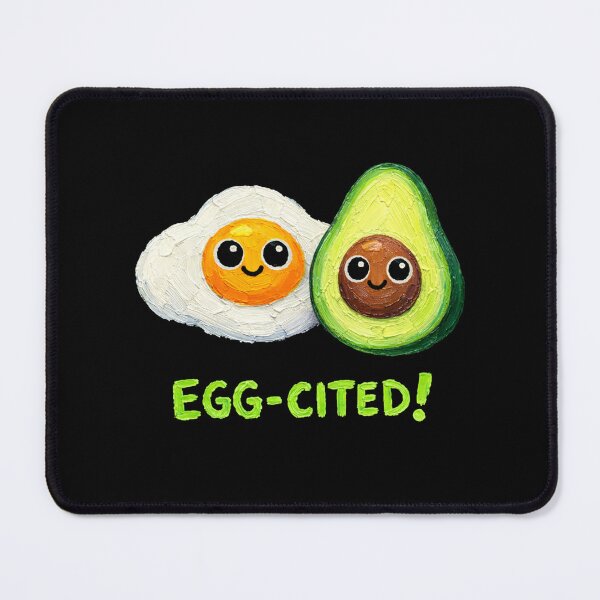 Item preview, Cute Egg and Avocado Cartoon – Egg-Cited Breakfast Pun Gift designed and sold by Liv Solara.