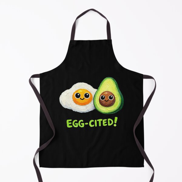Item preview, Cute Egg and Avocado Cartoon – Egg-Cited Breakfast Pun Gift designed and sold by Liv Solara.