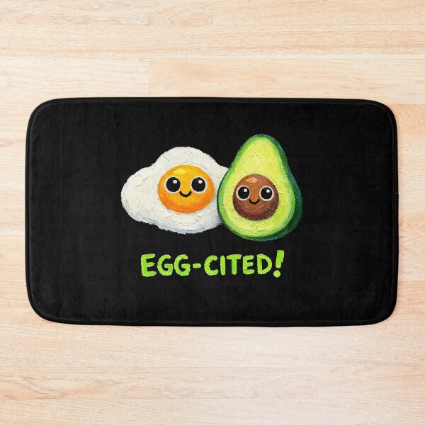 Item preview, Cute Egg and Avocado Cartoon – Egg-Cited Breakfast Pun Gift designed and sold by Liv Solara.