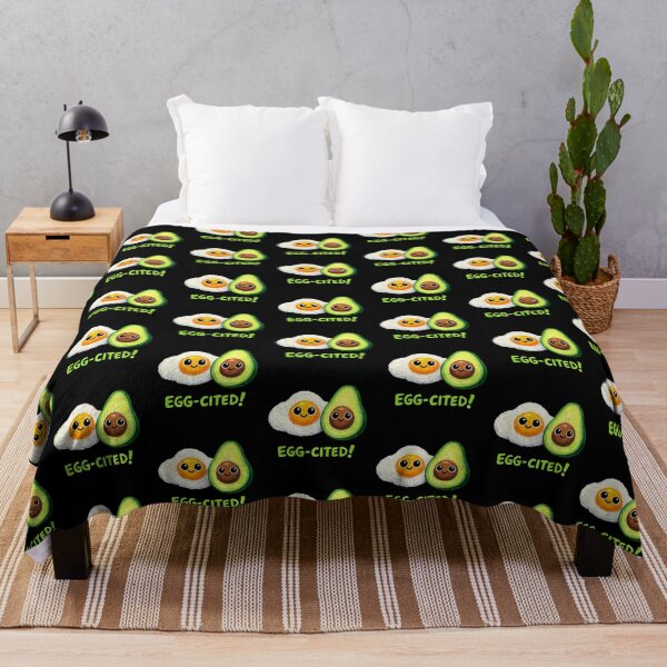 Item preview, Cute Egg and Avocado Cartoon – Egg-Cited Breakfast Pun Gift designed and sold by Liv Solara.