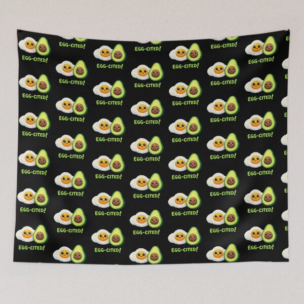 Item preview, Cute Egg and Avocado Cartoon – Egg-Cited Breakfast Pun Gift designed and sold by Liv Solara.