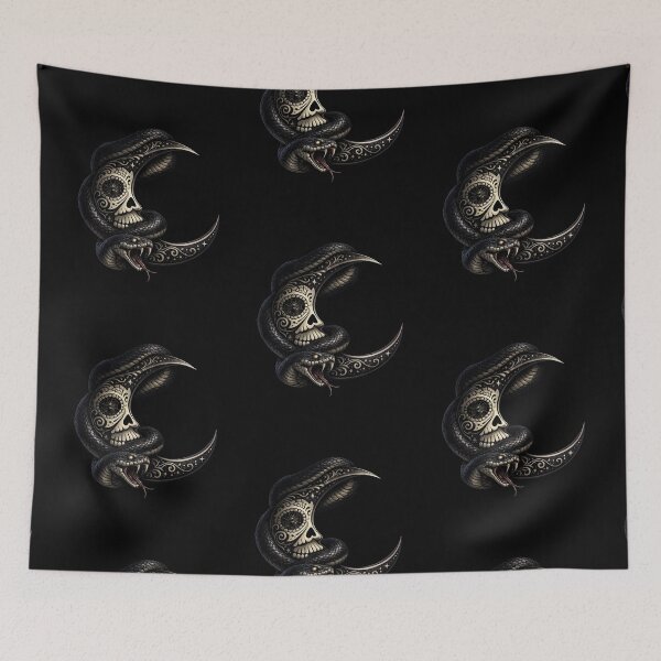Item preview, Snake Wrapped Moon Skull designed and sold by CyrilloArt.
