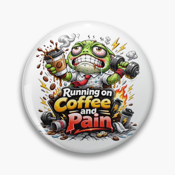 Item preview, Frog Gym Fitness Sticker – Running on Coffee and Pain designed and sold by les3cerises.